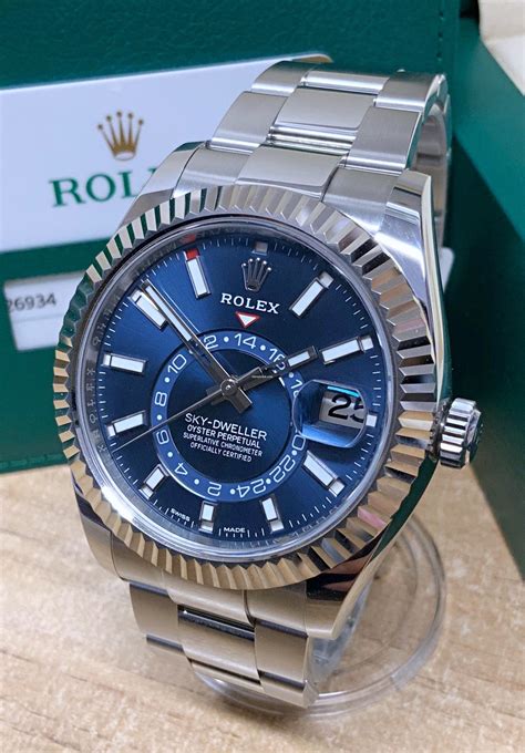 rolex sky dweller steel blue dial|rolex sky dweller blue price.